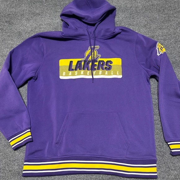 NBA Other - NBA Los Angeles Lakers Hoodie Mens XL Purple Basketball Pullover Striped Trim